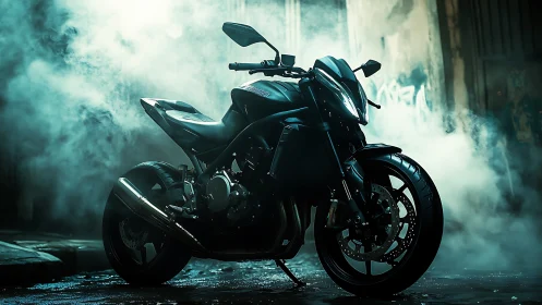 Midnight street motorcycle waiting for your next adventure.