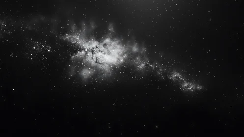 Monochrome star field with bright galactic band in space.