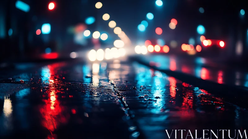 Rain slicked boulevard humming in neon ghost reflections.