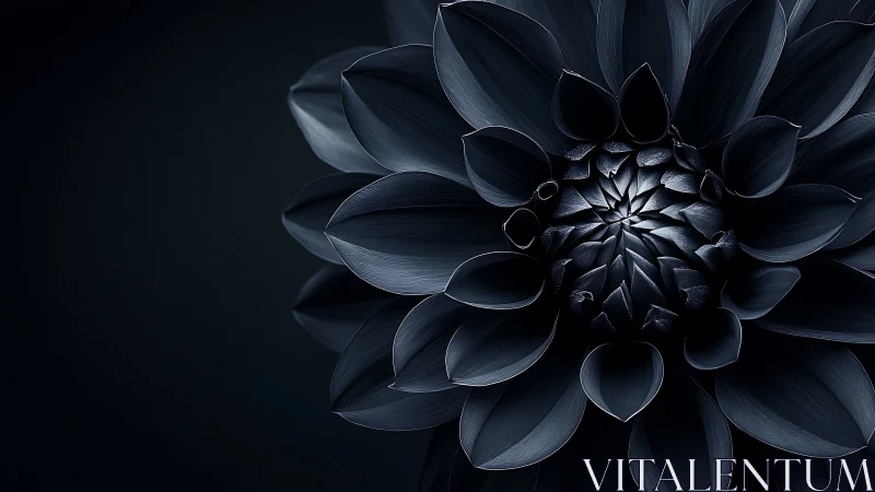 Black Dahlia Flower in Dark Moody Light Study.
