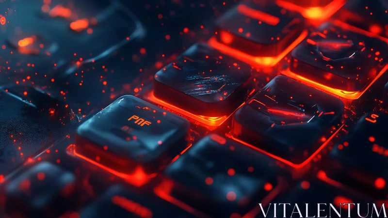 Backlit mechanical keyboard keys glowing with molten red light