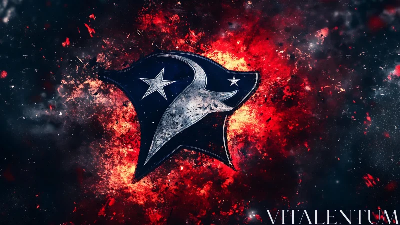 Astro bull emblem on nebular red energy explosion background