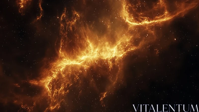 Stellar nebula structure with bright orange gaseous filaments.