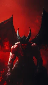 Horned infernal demon rendered in high-contrast digital painting