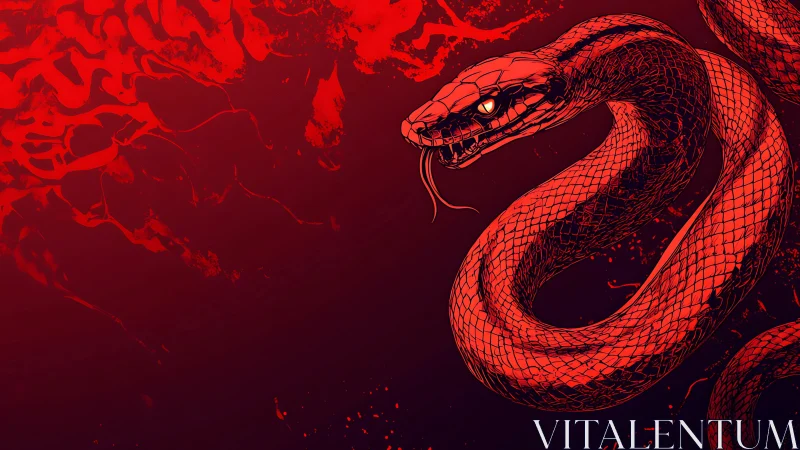 Coiled red serpent rendered in high-contrast vector illustration