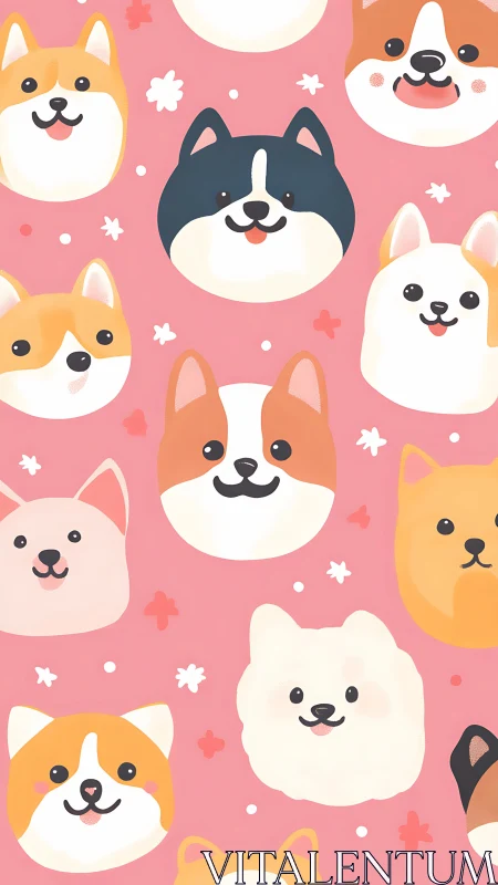 Puppy marshmallow parade on bubblegum pink skies.