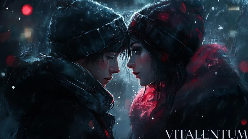 Dual Profiles in Neon Isolation: Cyberpunk Digital Portraiture.