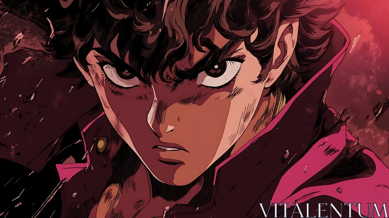 Dynamic anime close-up uses cel shading and dramatic rim lighting