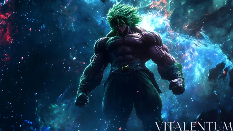 Galactic berserker ignites a storm-lit cosmic battlefield.