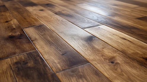 Warm rustic wood floor with rich natural grain details.