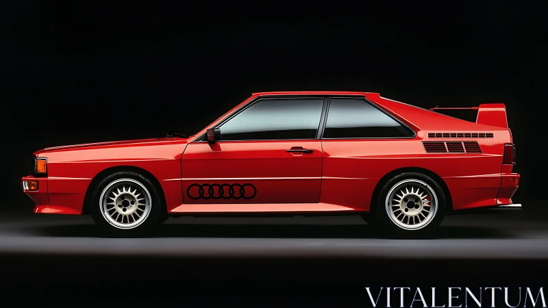 Red rally coupe profile showcases bold wedge performance form.