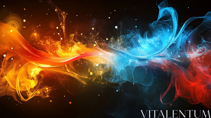 Fire and Ice Collision: Opposing Energy Forces in Motion.