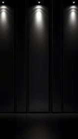 Black vertical panels with overhead spot lighting pattern.