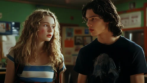 Teen classmates share a tense, emotional moment after conflict