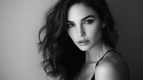 Monochrome close-up portrait of a young woman in profile.