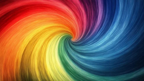 Spiraling rainbow vortex brushes light into swirling motion.