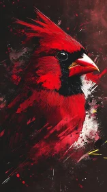Cardinal in crimson splashes, a bold songbird in motion.