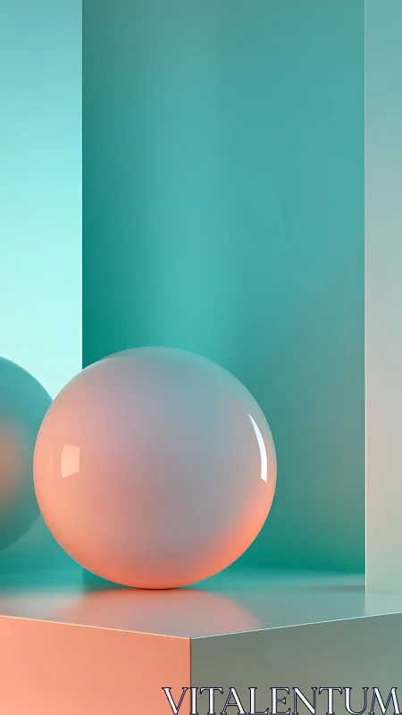 Soft glow spheres in calming teal and peach light.