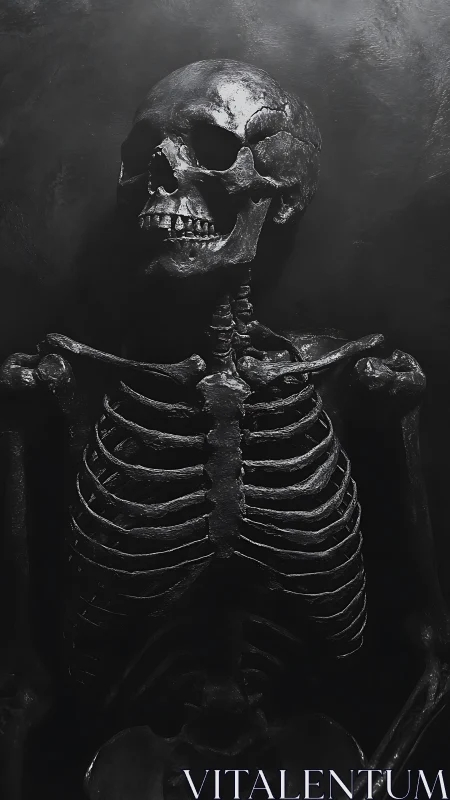 High-contrast skeletal study emphasizes glossy bone surfaces