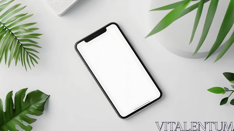 Black Phone Stands Ready Amid Lush Botanical Whispers