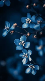 Blue Floral Stems with Contrasting Stamen Detail Nocturnal Illumination