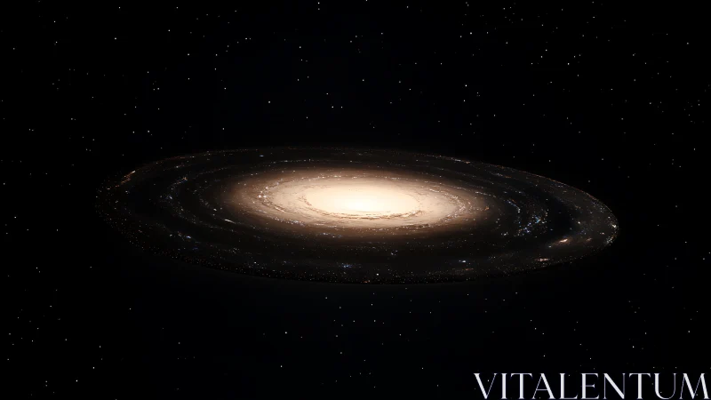 Edge-on spiral galaxy disc rendered against sparse starfield