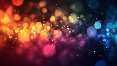 Nebula-like bokeh lights stream across a cosmic spectrum.