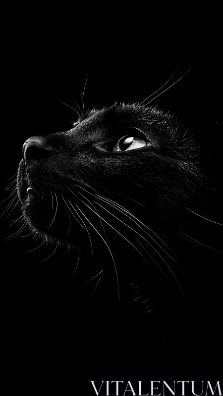Black Cat Portrait: Luminous Eye Against Dark