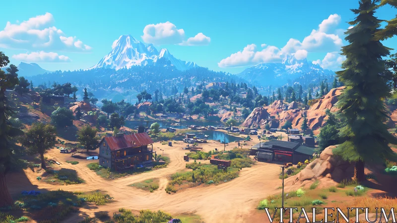 Dusty mountain outpost dozes beneath bright crystal peaks