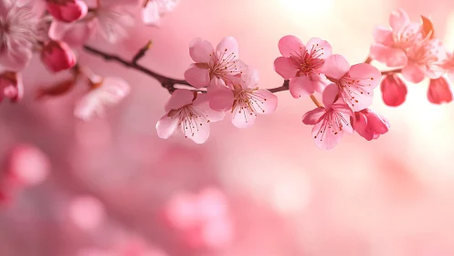 Cherry Blossom Branches in Spring Bloom.