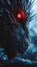 Ember-eyed frost dragon pauses on the edge of midnight