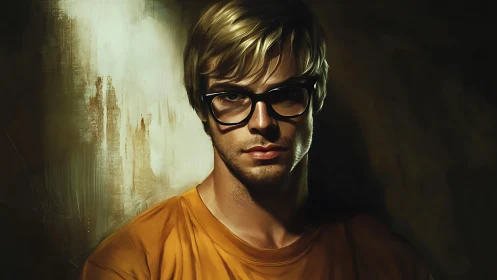 Cinematic digital portrait of young man in rim-lit chiaroscuro