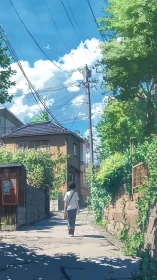 Sunlit summer alleyway wandering toward quiet daydreams.