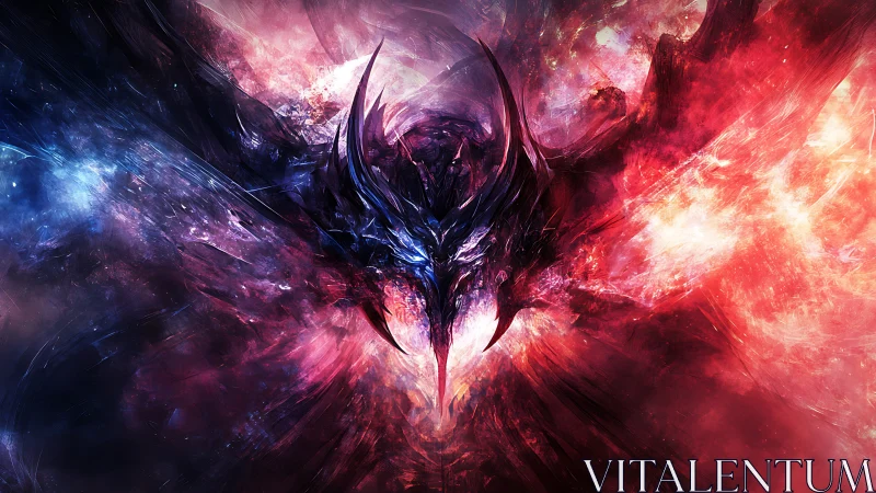 Bifrontal cosmic dragon entity in symmetric nebular vortex field