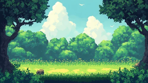 Forest Meadow Dreams: A Pixel Art Sanctuary.