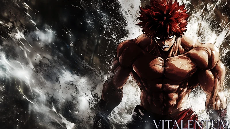 Kinetic anime brawler amid splintered impact shockwaves.