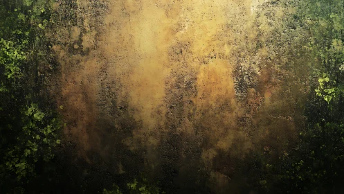 Forest-swept golden wall where moss and light quietly collide.