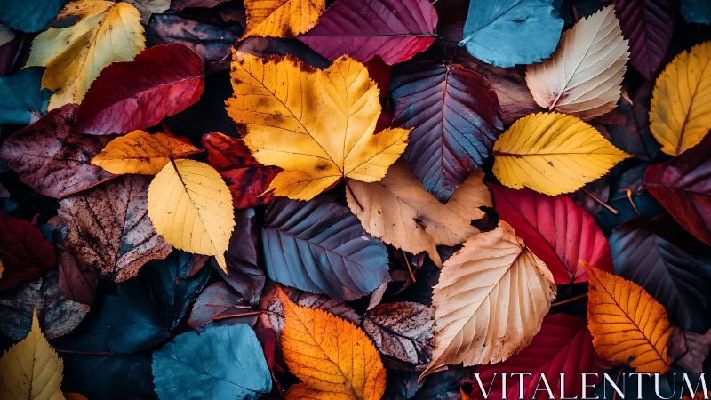 Colorful autumn leaves woven into a cozy forest carpet.
