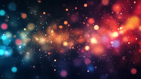 Colorful bokeh nebula glows across a deep night backdrop.