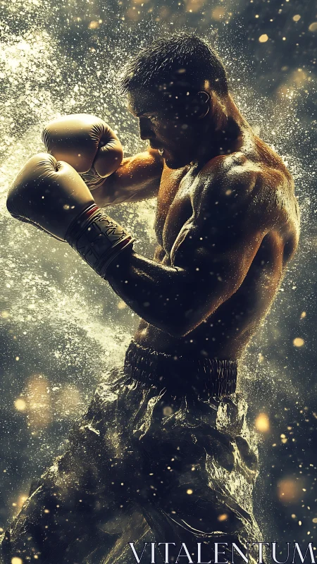 Warrior's Golden Strength in Luminous Motion.