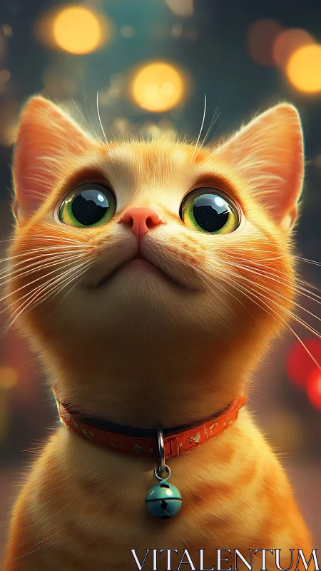 Golden Cat Beams with Wonder Through Bokeh Wonderland