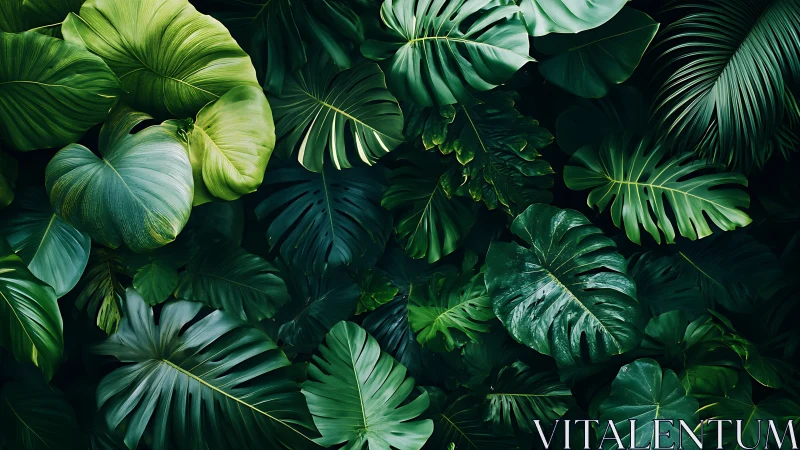 Lush jungle leaves invite a calm escape into layered greens