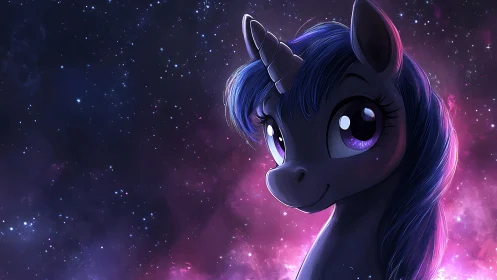 Celestial unicorn portrait rendered in luminous digital painting