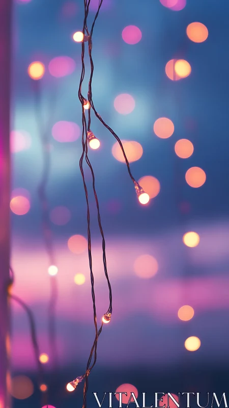 String lights in soft focus against gradient sky background.