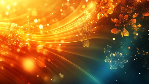 Solar tide blossoms drift through radiant cosmic currents.