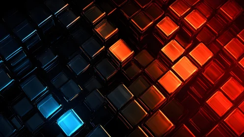 Glowing blue and orange cubes in a cozy digital rhythm.