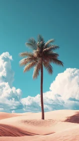 Lone dreamer palm sketches shade across pastel desert