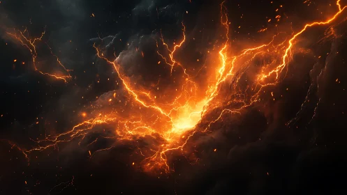 Electrical Fury: Lightning Veins Tear Through Obsidian Chaos.