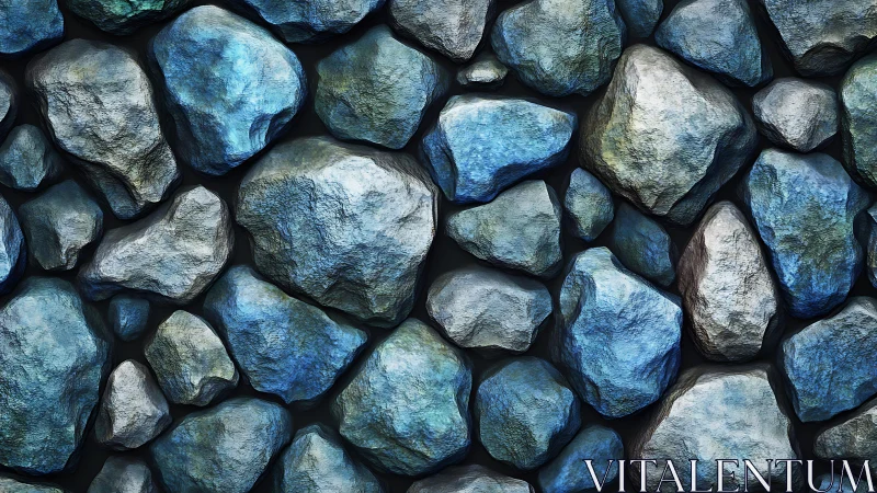 Realistic Blue-Grey Stone Wall Texture in Natural Artistic Style.