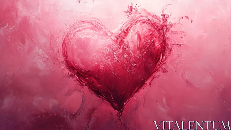 Abstract Pink Heart With Dynamic Fluid Explosion Effect.